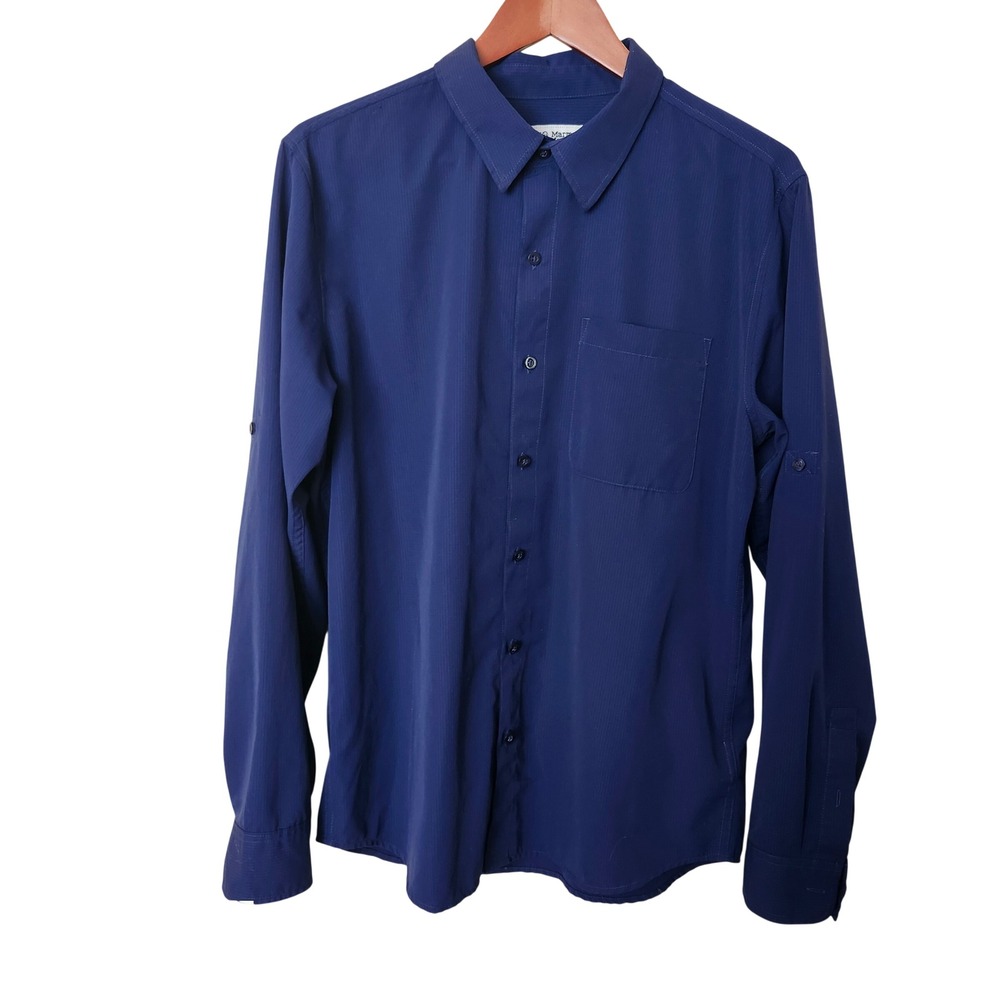 Marmot Mountain Works Air Exchange Long Sleved Collared Shirt Men M Blue Ripstop